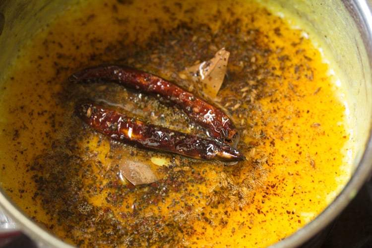 tempering poured in the kadhi. 