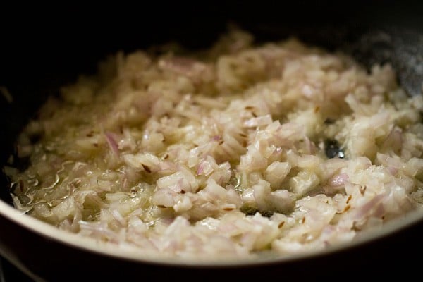 sautéing the onions