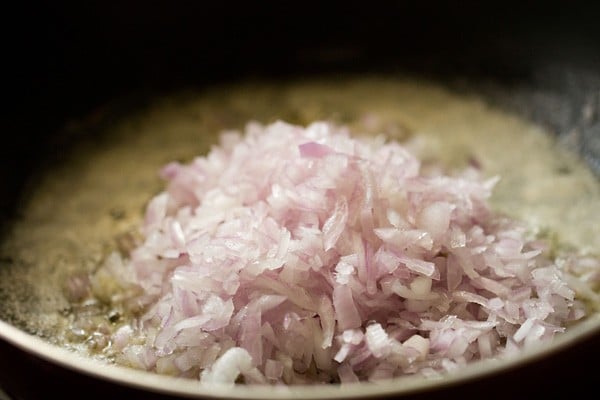 added finely chopped onions in the pan
