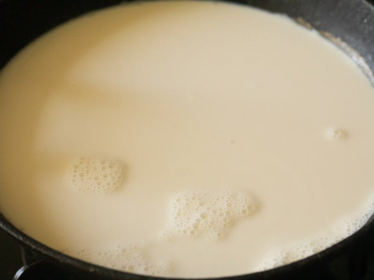 full fat milk in a sauce pan