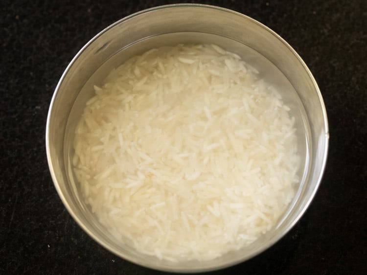 soaking basmati rice in water. 