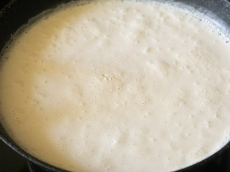 milk coming to a boil. 