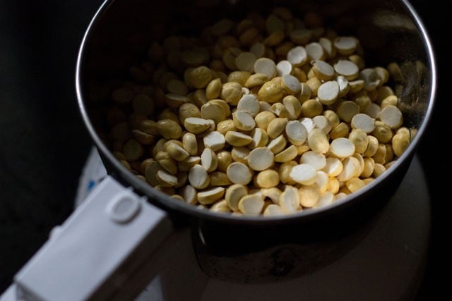 roasted chana dal added in a grinder. 