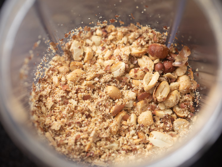 peanut powder in the grinder jar