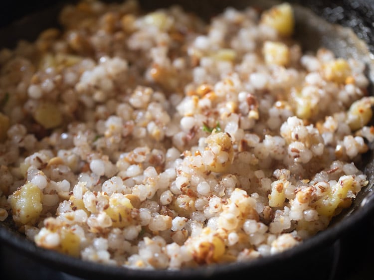 cooked sabudana khichdi. 