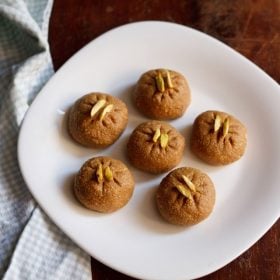 sandesh served on a white plate.