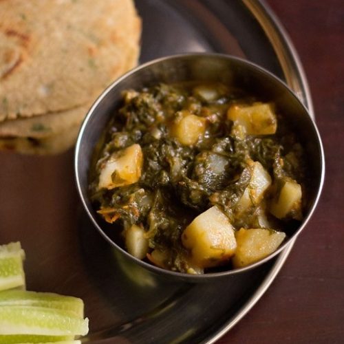 aloo palak recipe, spinach potato curry recipe