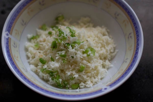 cheese chilli mixture in a bowl for toast recipe.