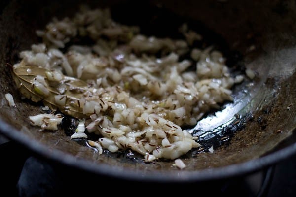 finely chopped onions added to the spices. 