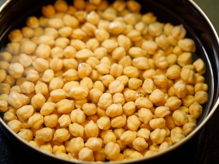 soaked chickpeas in a bowl