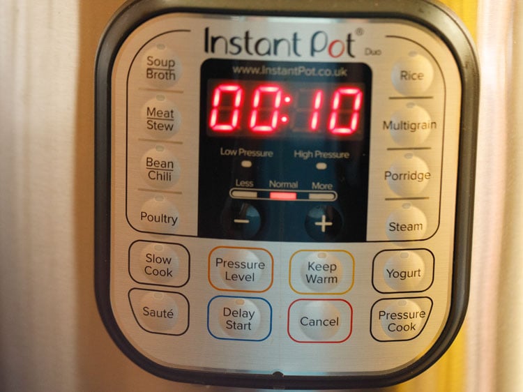 sauté button switched on in instant pot