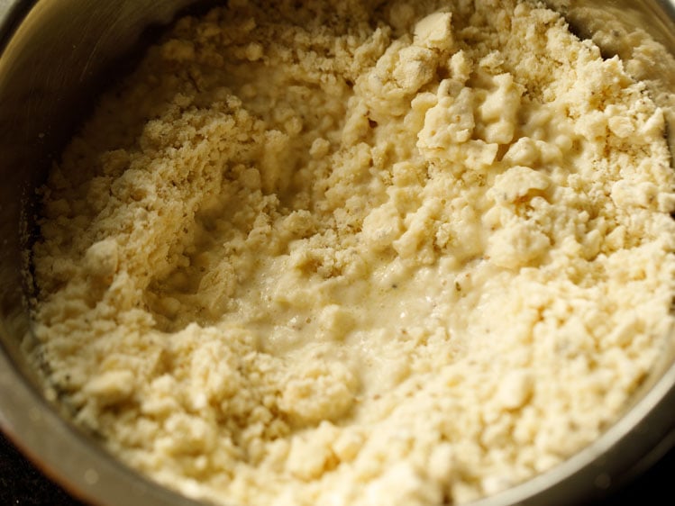 adding water to the flour mixture