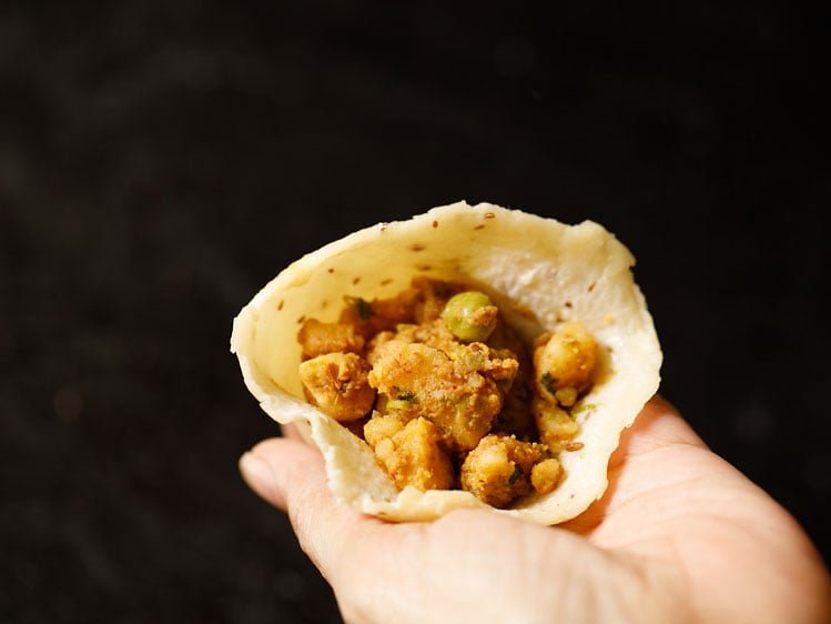 samosa cone stuffed with savory potatoes & peas filling