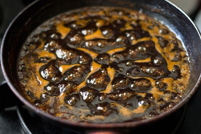 tamarind chutney mixture simmering