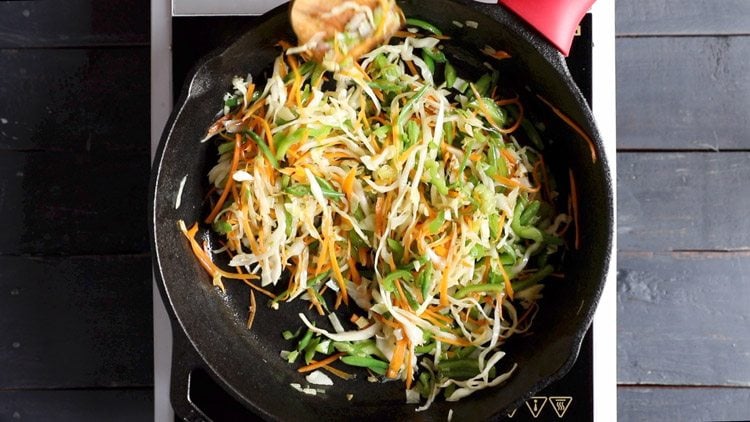 stir frying the vegetables