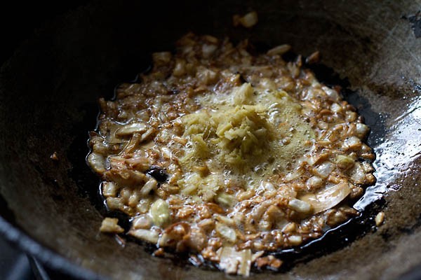 add ginger garlic paste for making cabbage koftas