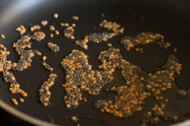 frying urad dal and mustard seeds
