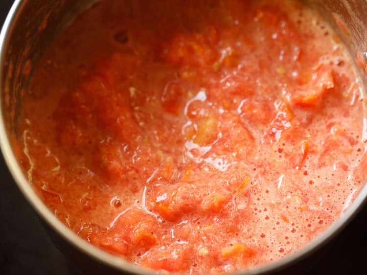 tomatoes crushed in the blender