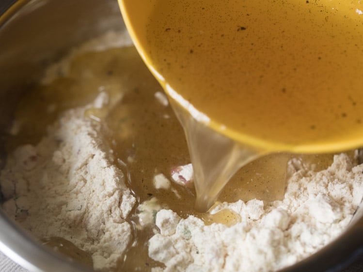 sugar solution added to flour