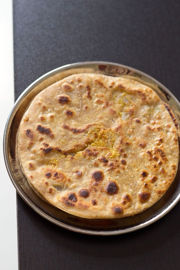 dal paratha served in a plate