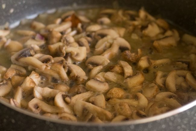 mushrooms and water in pot