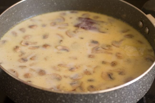 milk mixed with mushroom roux