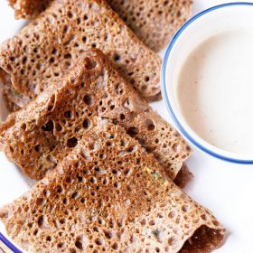 Ragi Dosa on a plate