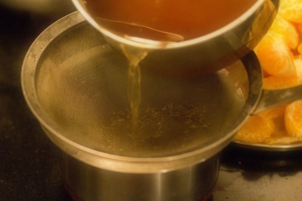 straining sugar syrup. 