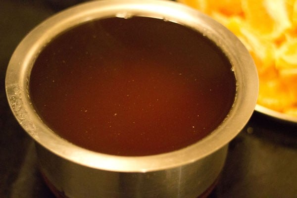 prepared sugar syrup for making orange squash. 