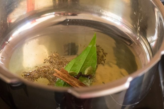 spices added to pressure cooker