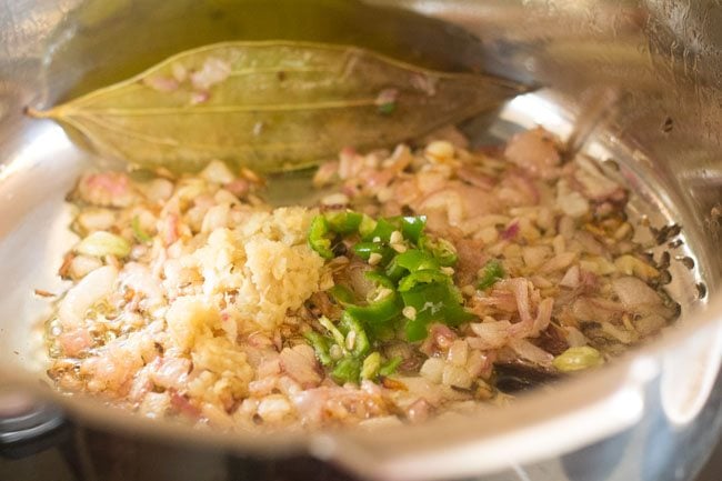 ginger garlic paste and green chili added