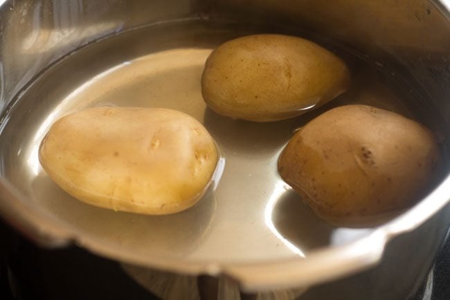 boiling potatoes in water. 