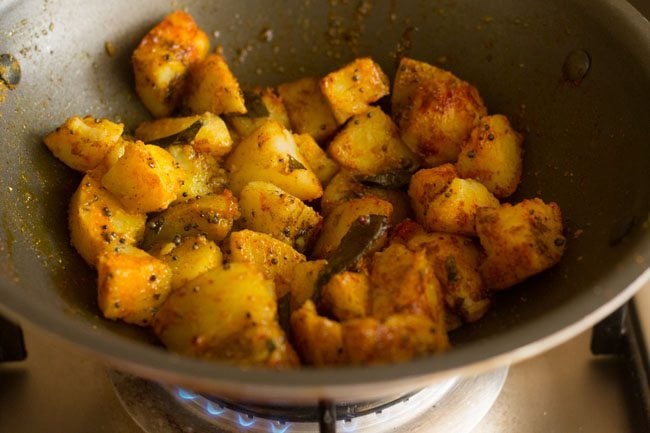 ingredients mixed well with the potatoes and sautéing. 