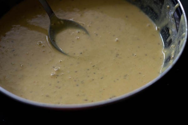 batter mixed and ready for making spinach fritters