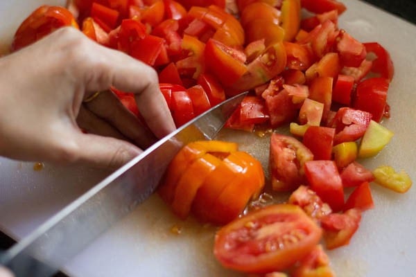 roughly chop the tomatoes