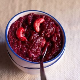 beetroot halwa in a bowl