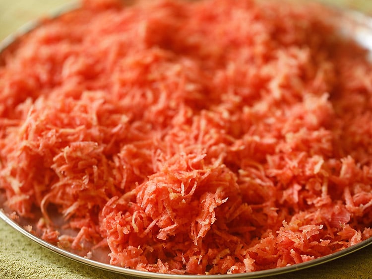 grated carrots to make gajar ka halwa.