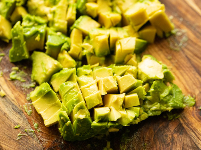 Chop the avocado pulp