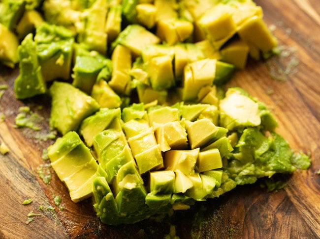 Chopped avocado pulp.