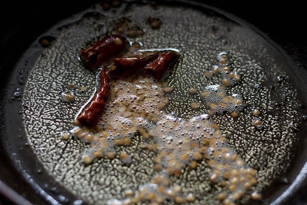 dried red chilies added to the hot oil. 