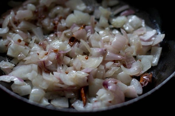 chopped onions added to the pan. 