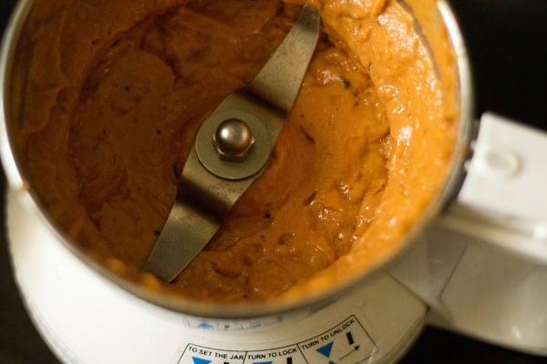 ingredients ground to a smooth chutney without adding water. 