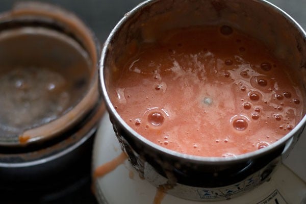 tomato puree in spice grinder