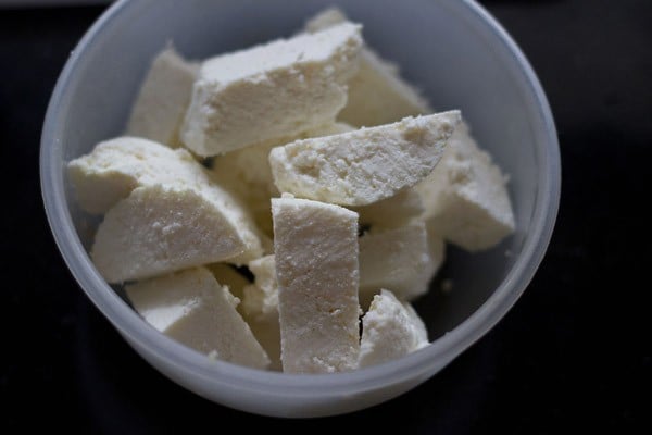 paneer cubes in a bowl