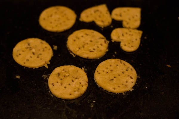 shapes pricked with fork for papdi recipe. 