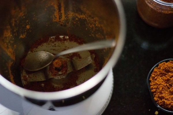 ingredients ground to a fine bisi bele bath powder. 