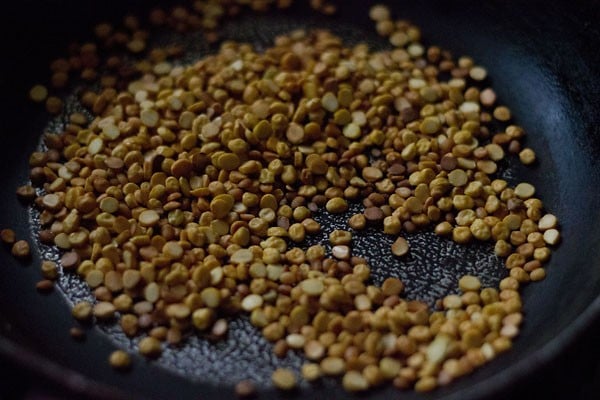 roasting lentils till browned. 