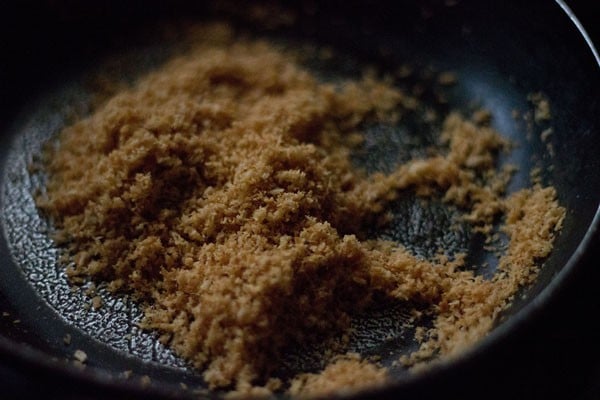 roasting unsweetened desiccated coconut in the same pan. 