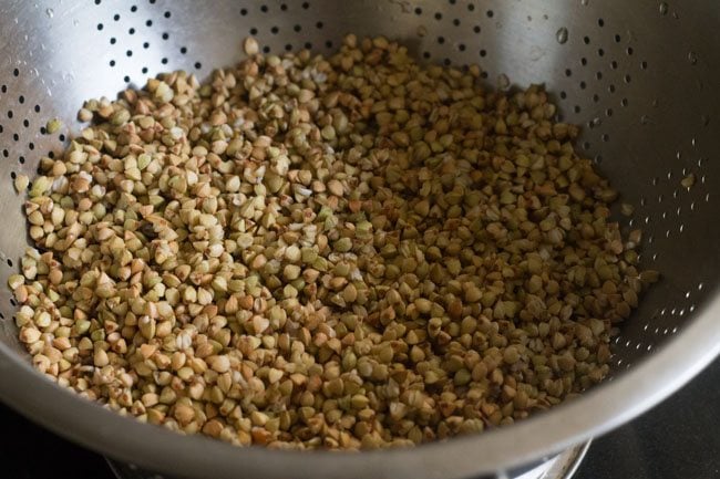 draining water from buckwheat