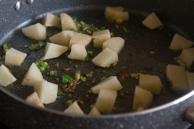 chopped potatoes added